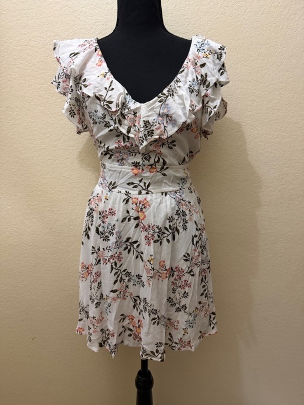 American Rag White Floral Ruffle Mini Dress